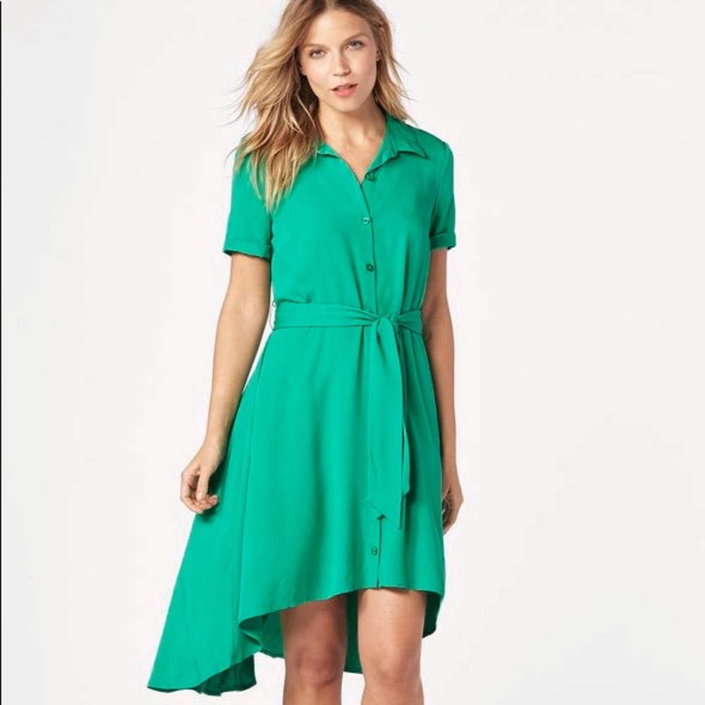 High Low Shirt Dress Button Down with Tie